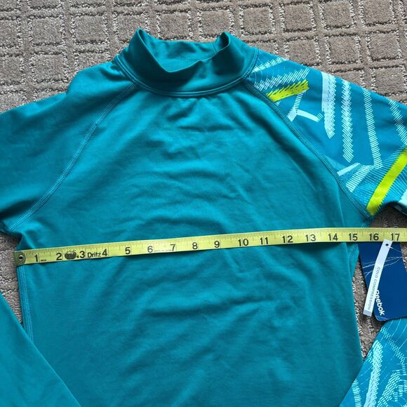 Reebok Cold Weather Compression Shirt Women's S Teal Blue Long Sleeve Mock Neck - Picture 8 of 9